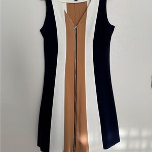 Ann Taylor Petite Tan and White Dress